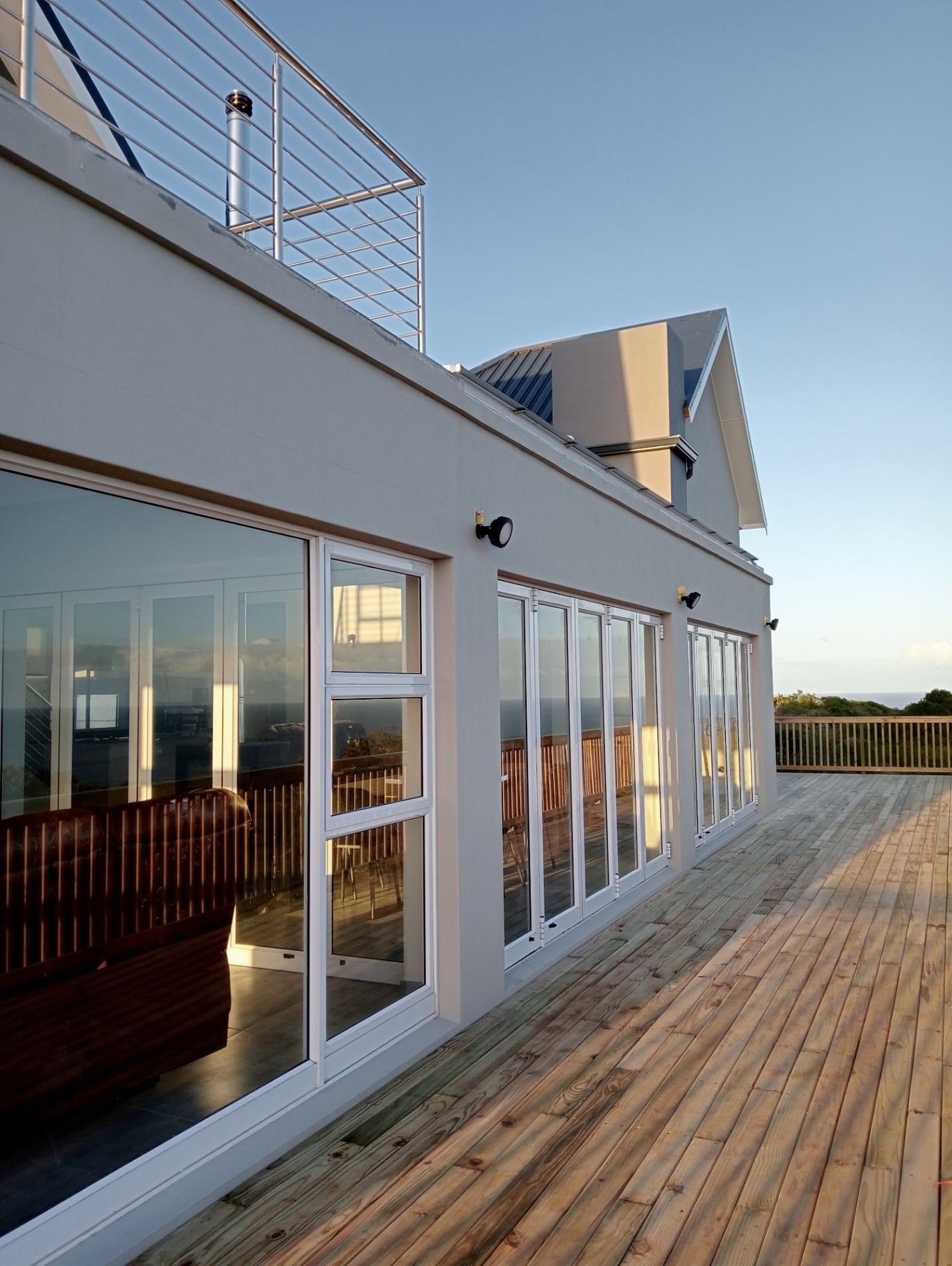 Coastal deck and glazing on completed home