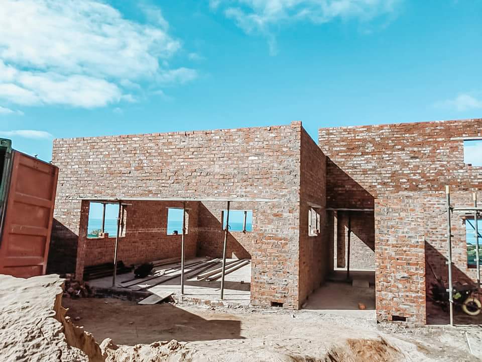 Face-brick home under construction